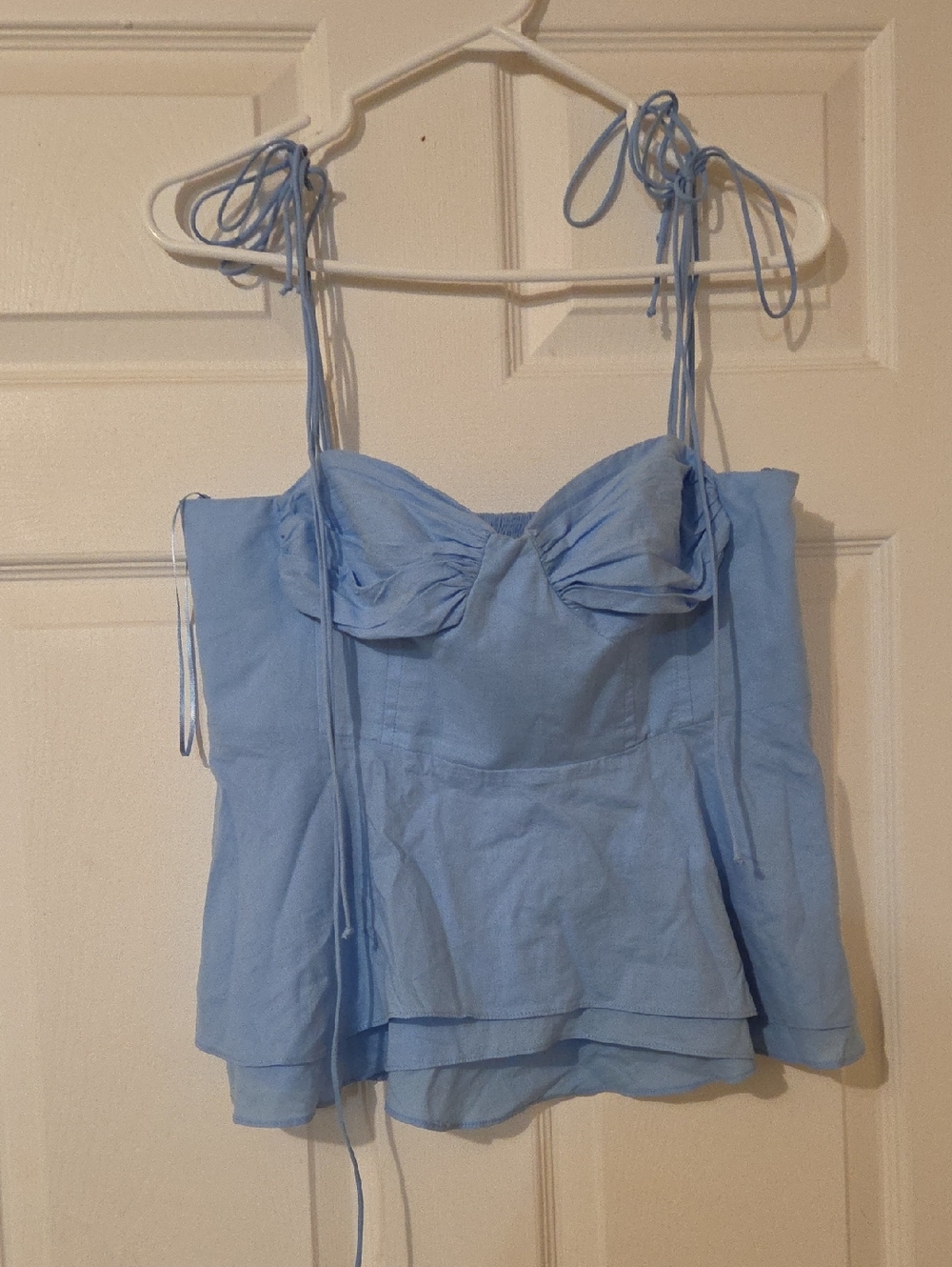 Zara Light Blue Tie-Shoulder Bustier Camisole